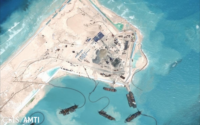 Chinese land reclamation efforts on Fiery Cross reef in the Spratly Islands (Asia Maritime Transparency Initiative)